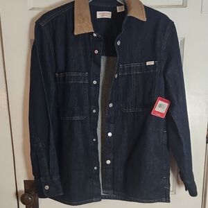 Levi's Dark Indigo Denim Jacket with Tan Corduroy Collar
